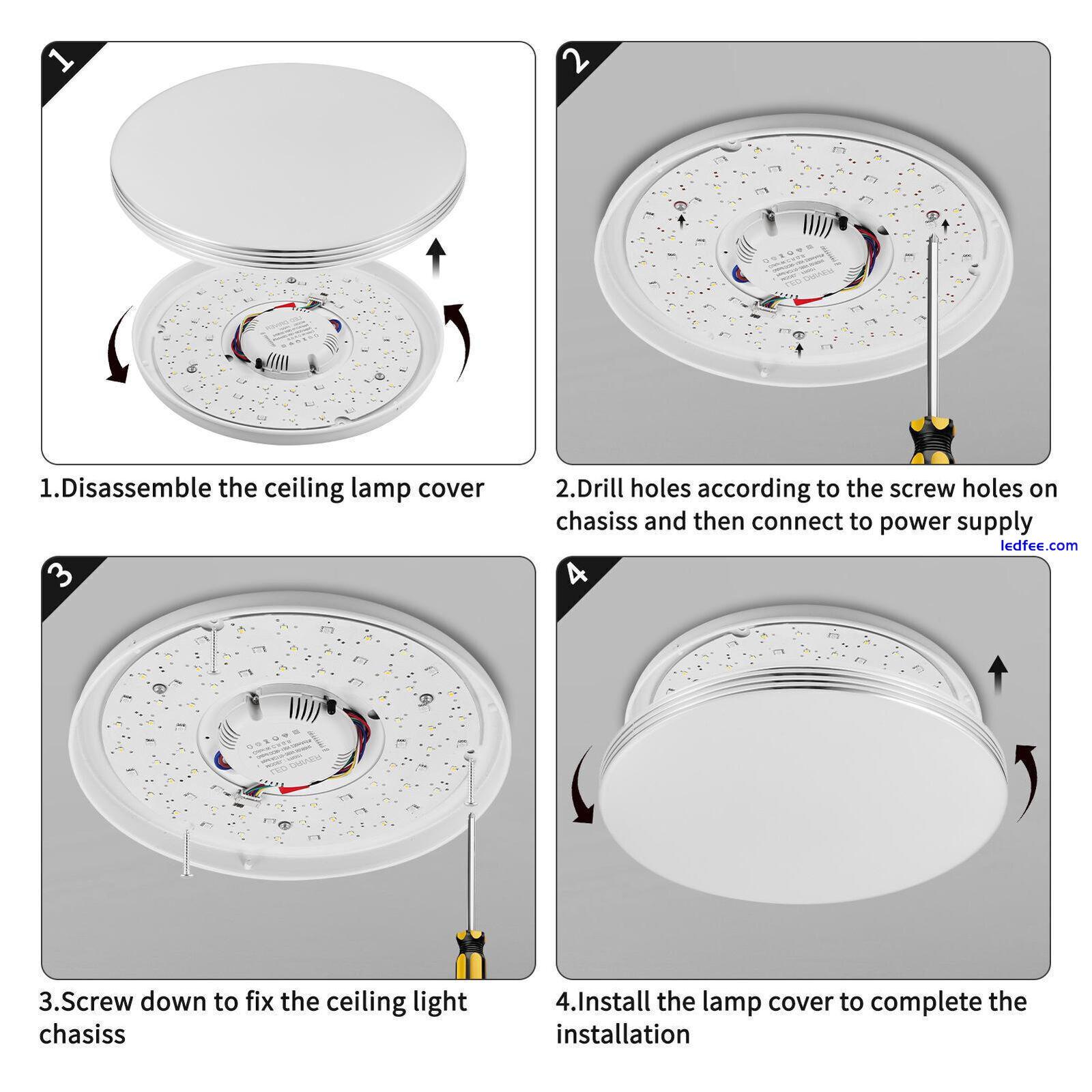 Modern LED Ceiling Light Round Panel Down Lights Bathroom Kitchen Bedroom Lamp 5 