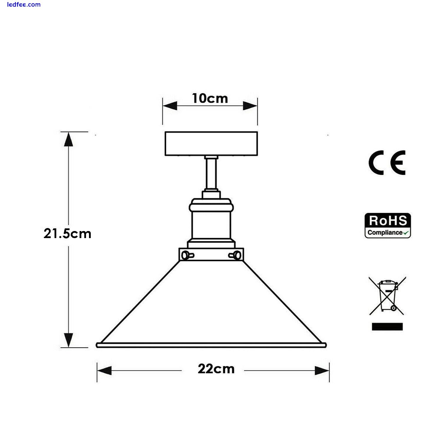 LEDSone Ceiling Flush Light E27 Retro Industrial Cone Lampshade LED Ceiling Lamp 0 