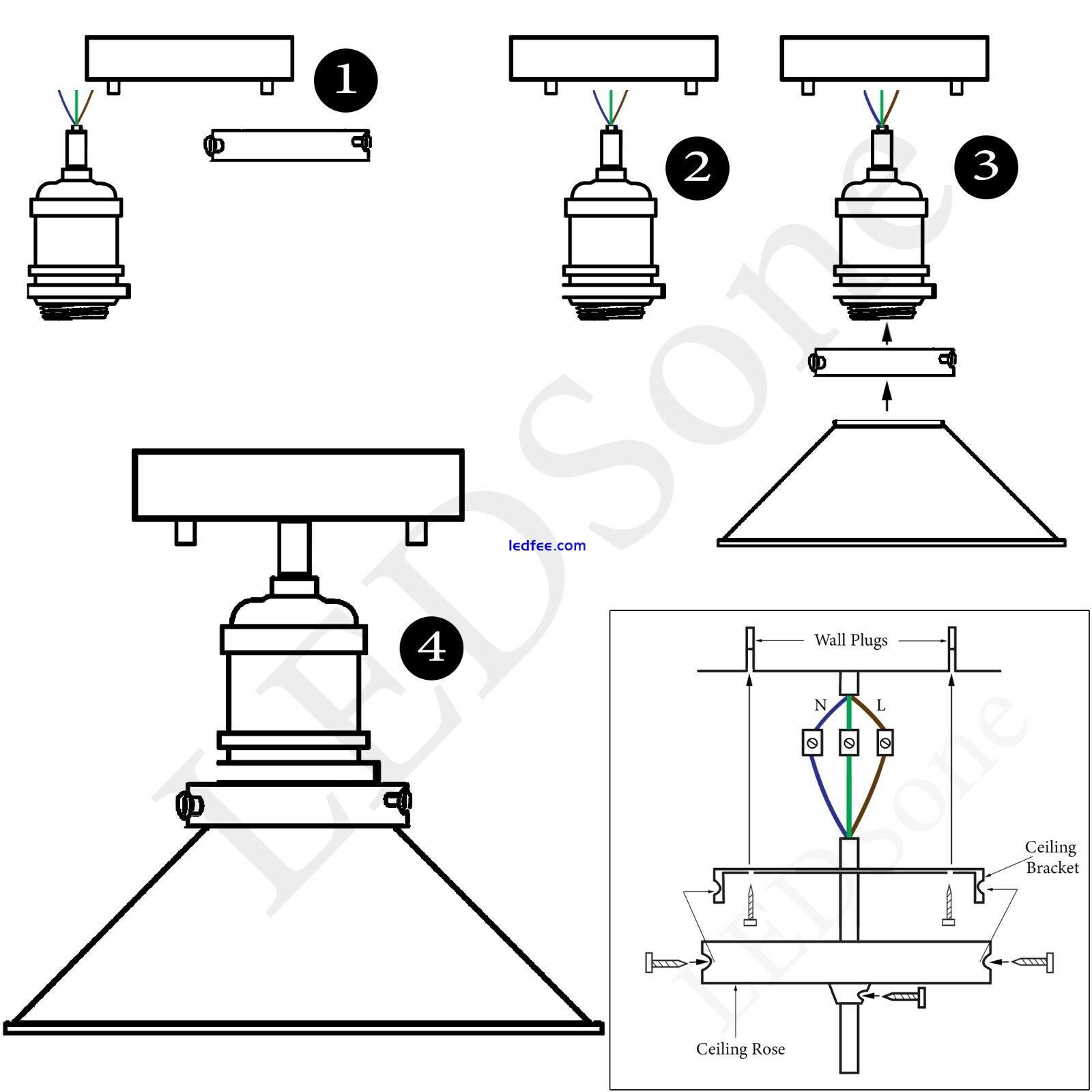 LEDSone Ceiling Flush Light E27 Retro Industrial Cone Lampshade LED Ceiling Lamp 4 