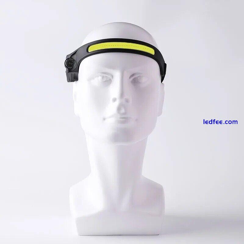 LED Head Torch Rechargeable Waterproof COB Headlamp Motion Sensor Headlight 3 