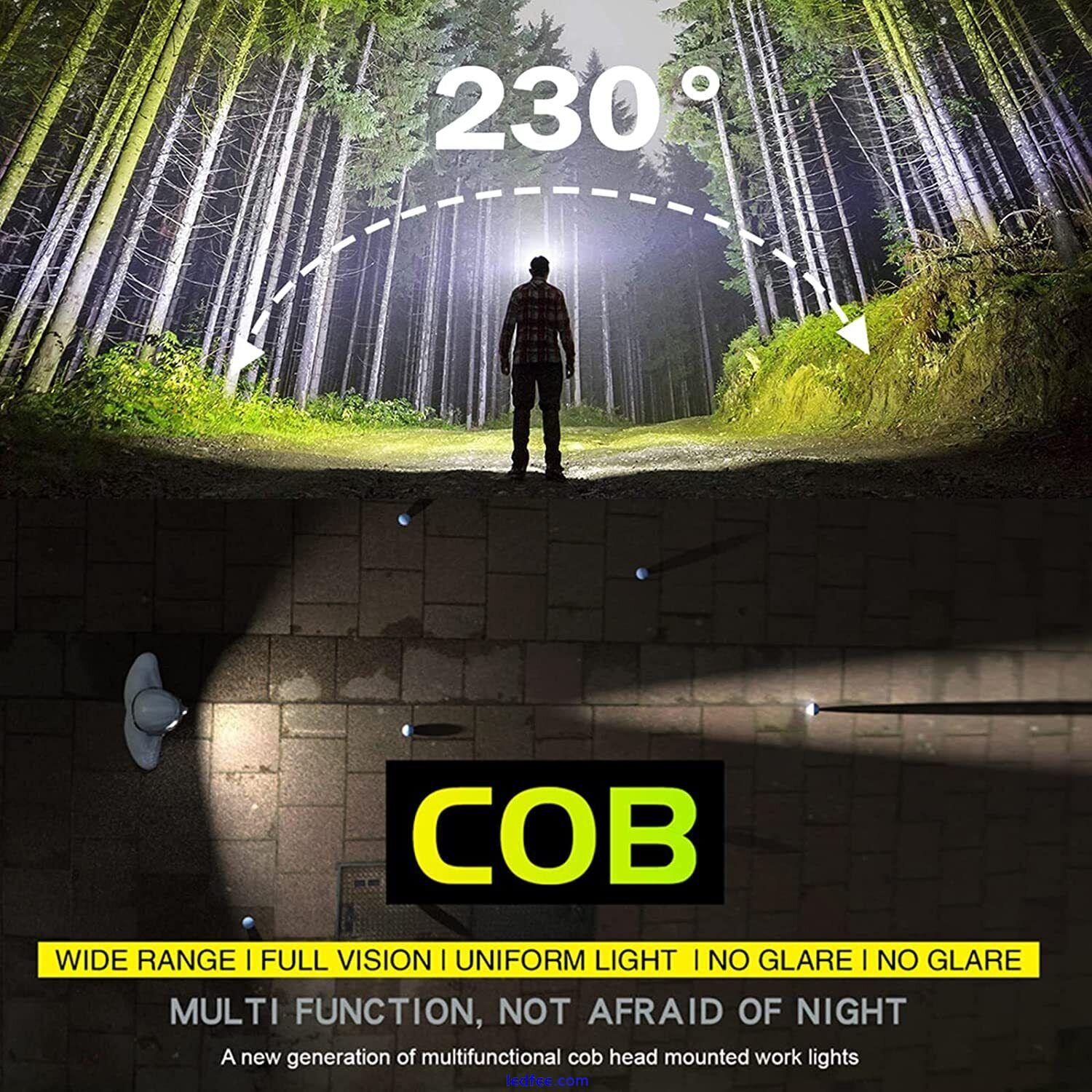 Goodyear LED Head Torch Rechargeable Headlamp COB Motion Sensor Waterproof Light 2 