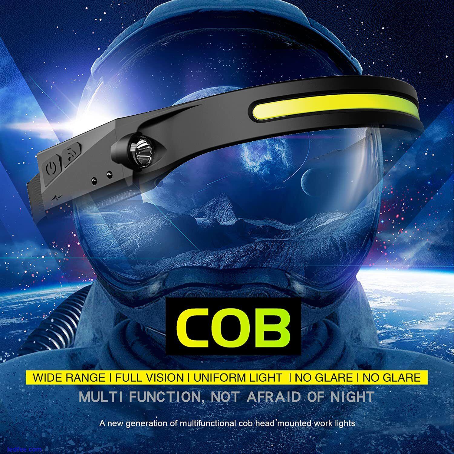 Goodyear LED Head Torch Rechargeable Headlamp COB Motion Sensor Waterproof Light 3 