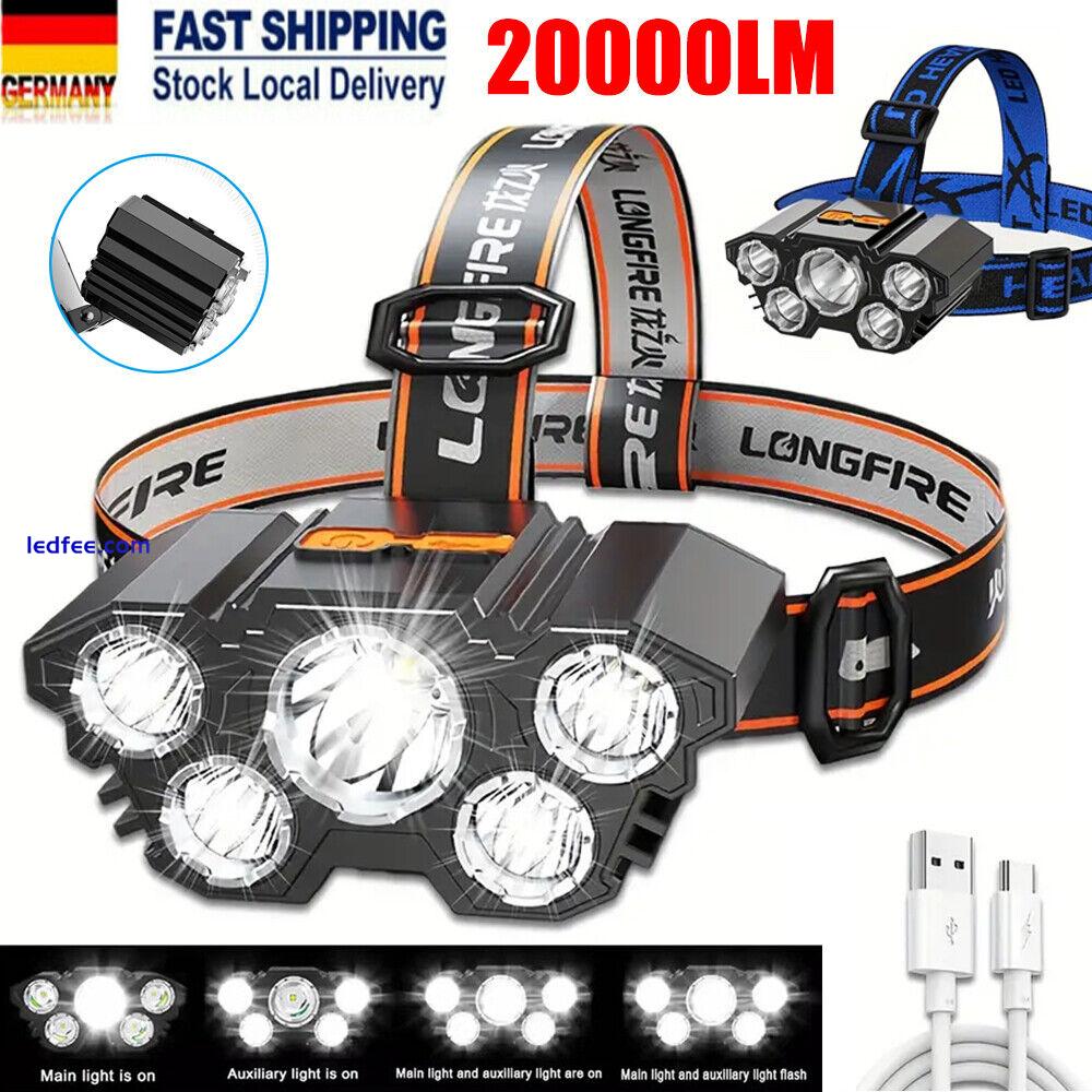 20000 Lumen LED Stirnlampe Kopflampe Scheinwerfer Akku Wiederaufladbar 4Modi DHL 0 