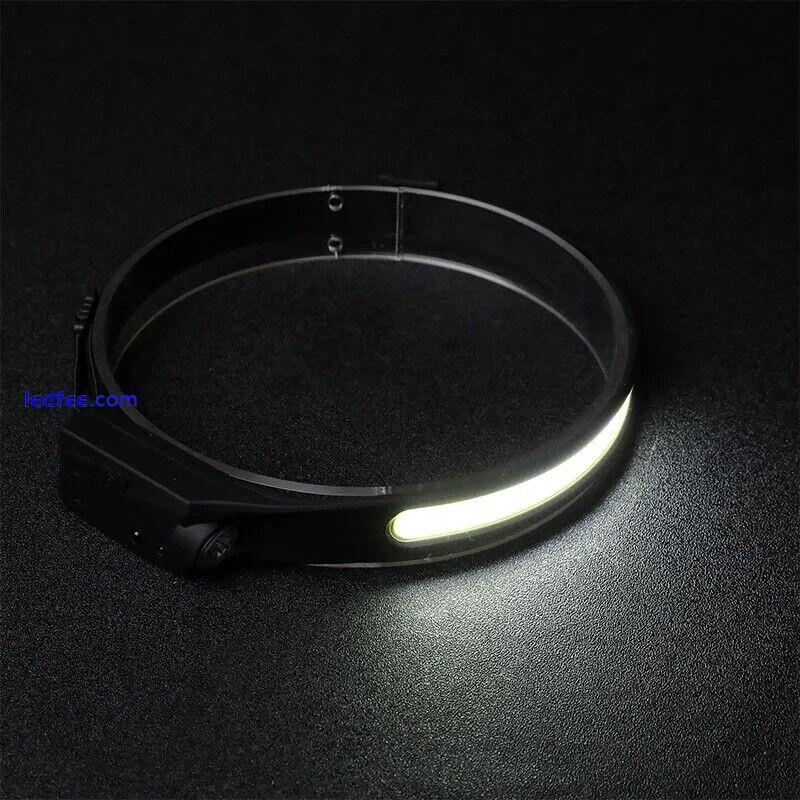 LED Head Torch Rechargeable Waterproof COB Headlamp Motion Sensor Headlight 2 