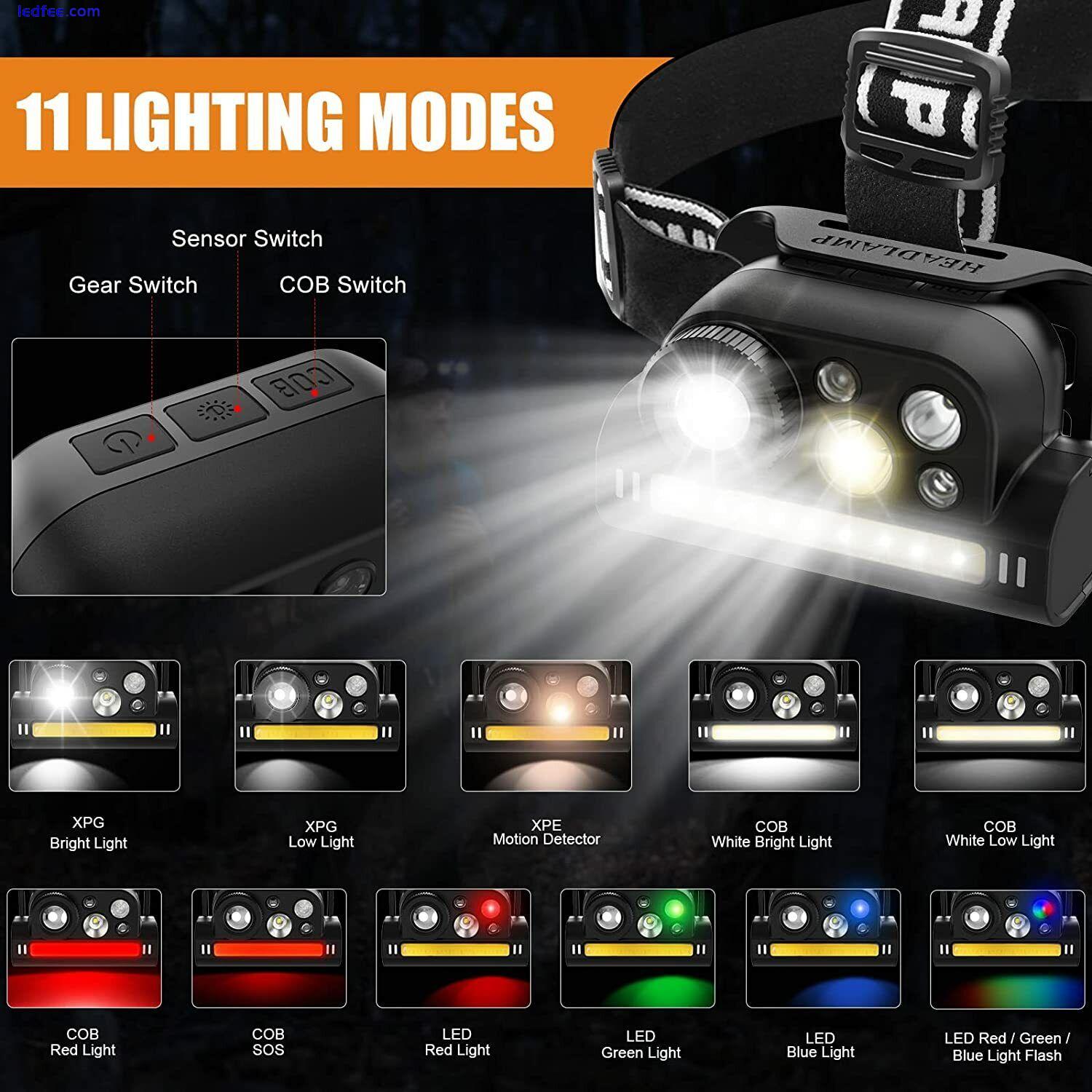 Head Torch Rechargeable with 5 Lights 11 Modes Super Bright Zoomable Headlight 0 