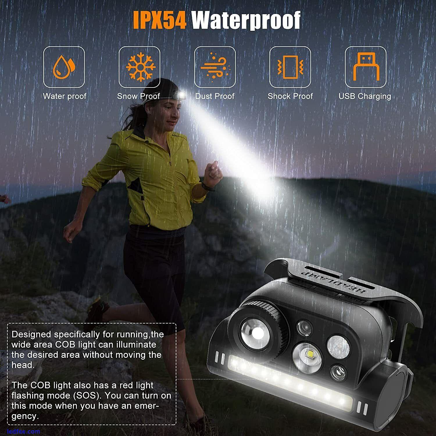 Head Torch Rechargeable with 5 Lights 11 Modes Super Bright Zoomable Headlight 4 