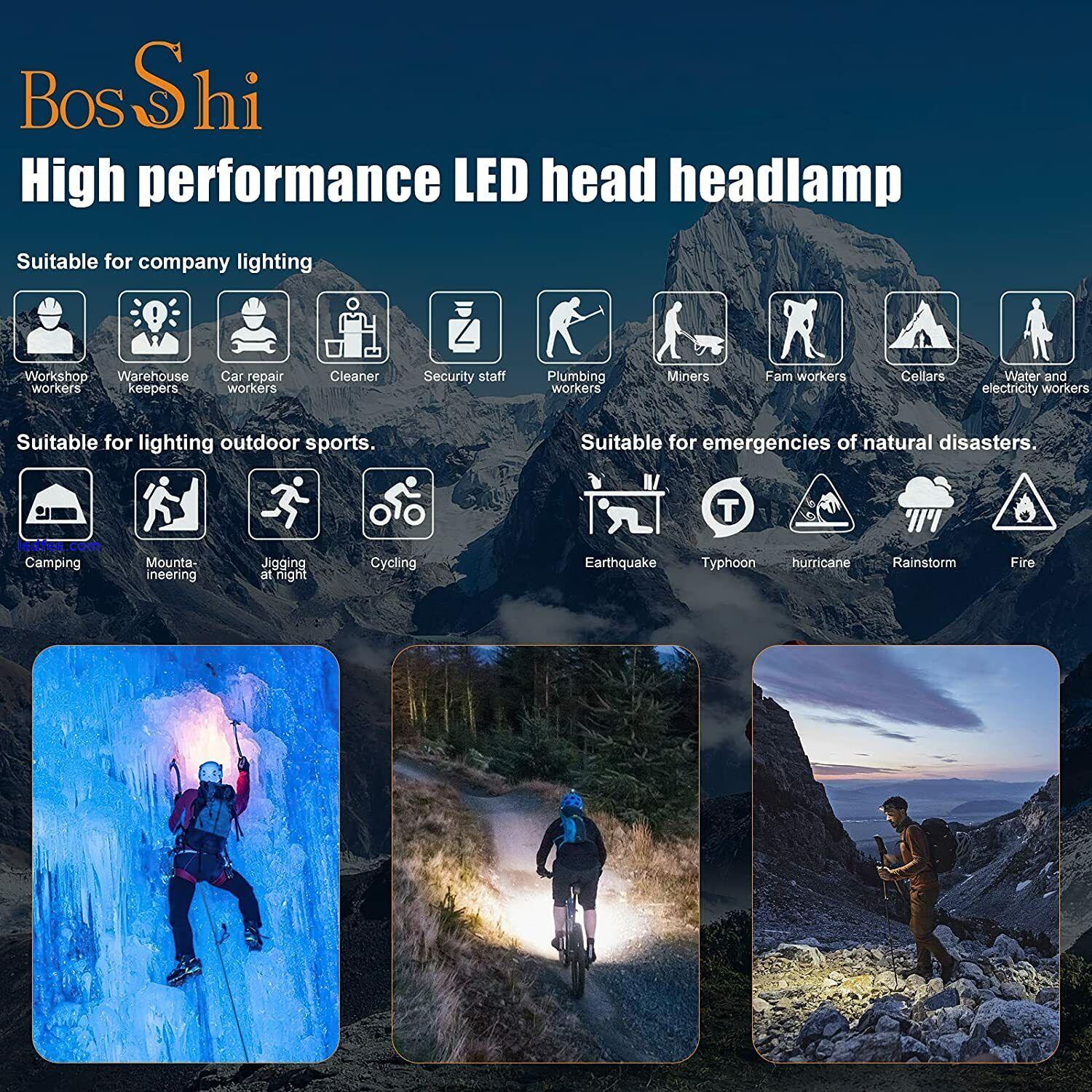 Head Torch Rechargeable with 5 Lights 11 Modes Super Bright Zoomable Headlight 5 