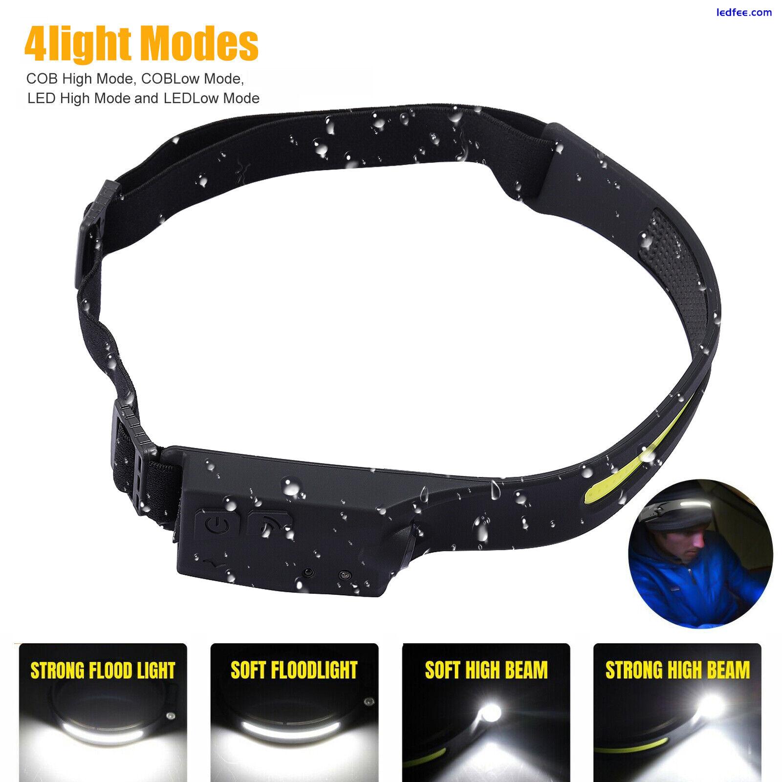 2X Waterproof COB Headlamp Night Buddy LED Sensor 230° Head Torch Headlight Lamp 3 