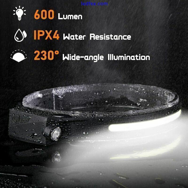 Waterproof LED Headlamp Super Bright Head Torch USB Rechargeable COB Headlight 4 