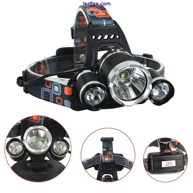 LED Rechargeable Headlamp Hunting Night Headlight Bike Flashlight Torch Outdoor 3 