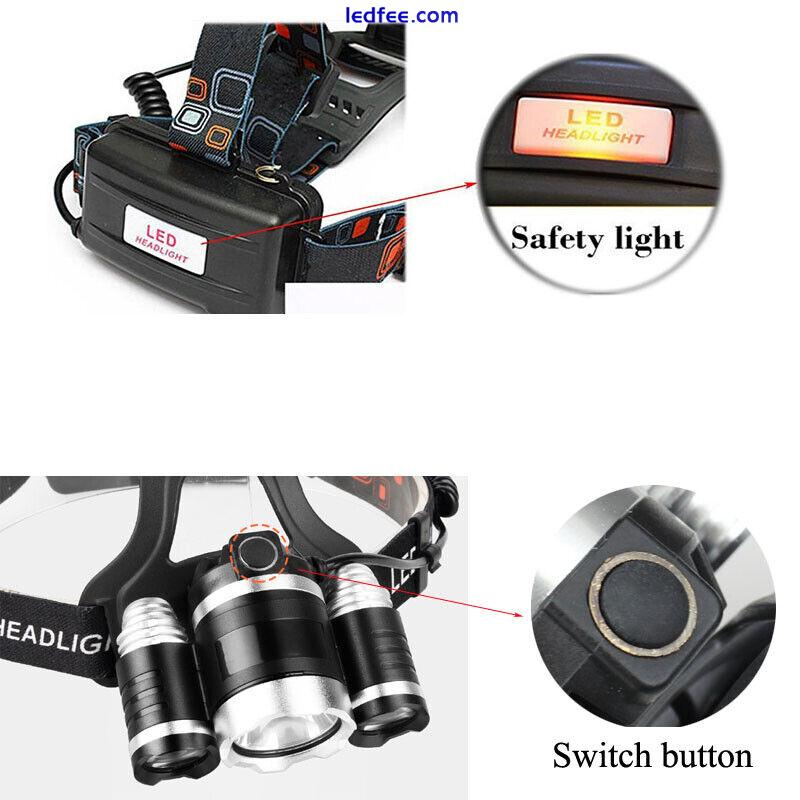 LED Rechargeable Headlamp Hunting Night Headlight Bike Flashlight Torch Outdoor 4 