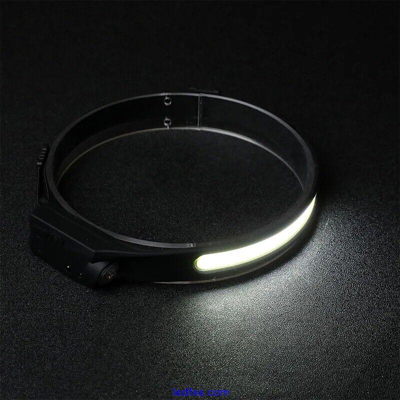 2PCS LED Head Torch Rechargeable Waterproof COB Headlamp Motion Sensor Headlight 3 