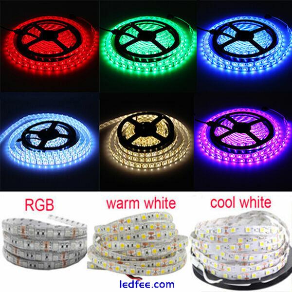 5M 10M SMD 5050 RGB White Waterproof 300 LED Flexible 3M Tape Strip Light DC 12V 1 