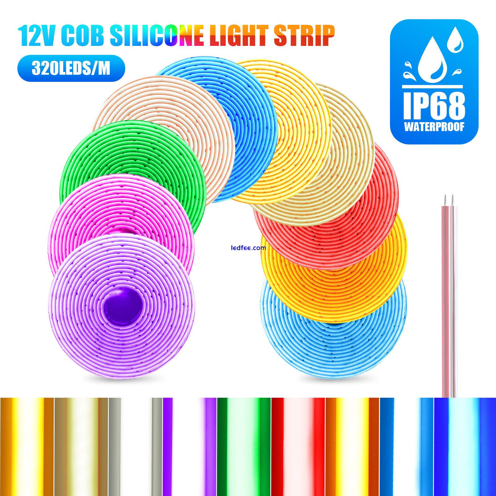 COB LED Strip Neon Flex Rope Light 12V 24V IP68 Waterproof Self Adhesive 10Color 1 