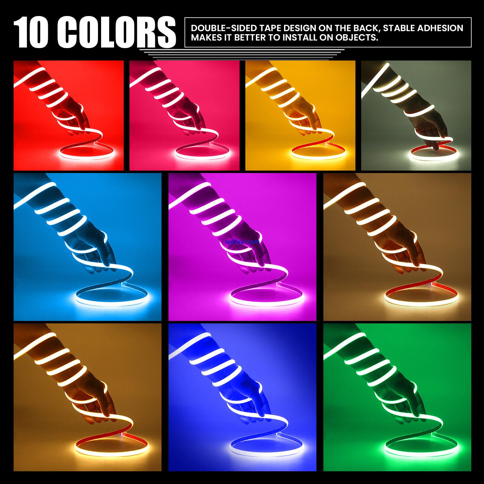 COB LED Strip Neon Flex Rope Light 12V 24V IP68 Waterproof Self Adhesive 10Color 5 