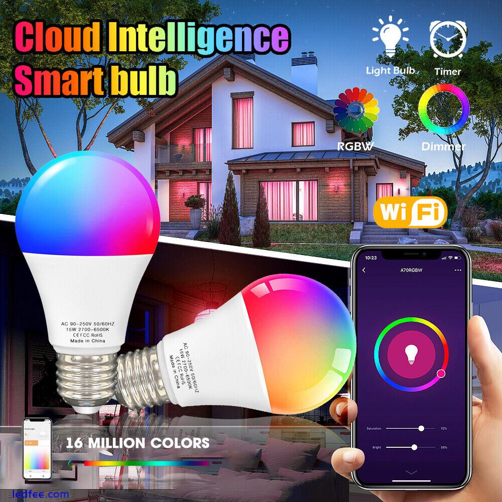 Tuya E27 B22 WiFi Smart LED Light Bulb 9W/15W RGB Colour Lamp for Alexa Google * 0 