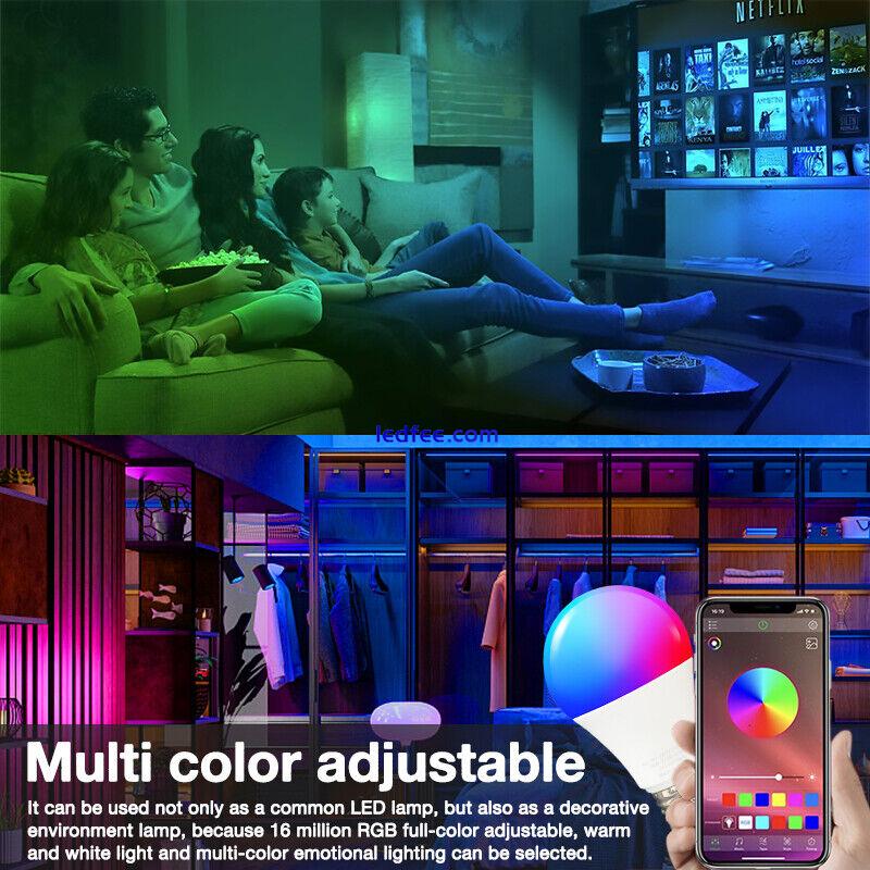 Tuya E27 B22 WiFi Smart LED Light Bulb 9W/15W RGB Colour Lamp for Alexa Google * 4 