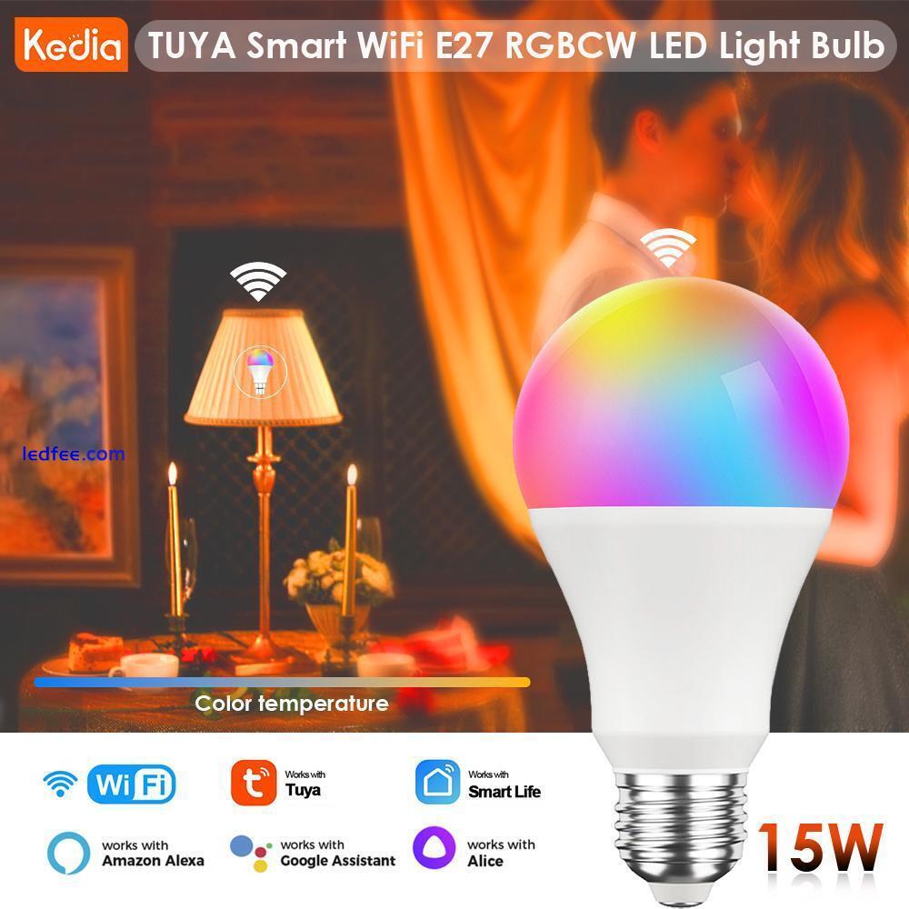 Tuya E27 B22 WiFi Smart LED Light Bulb 9W/15W RGB Colour Lamp for Alexa Google * 3 