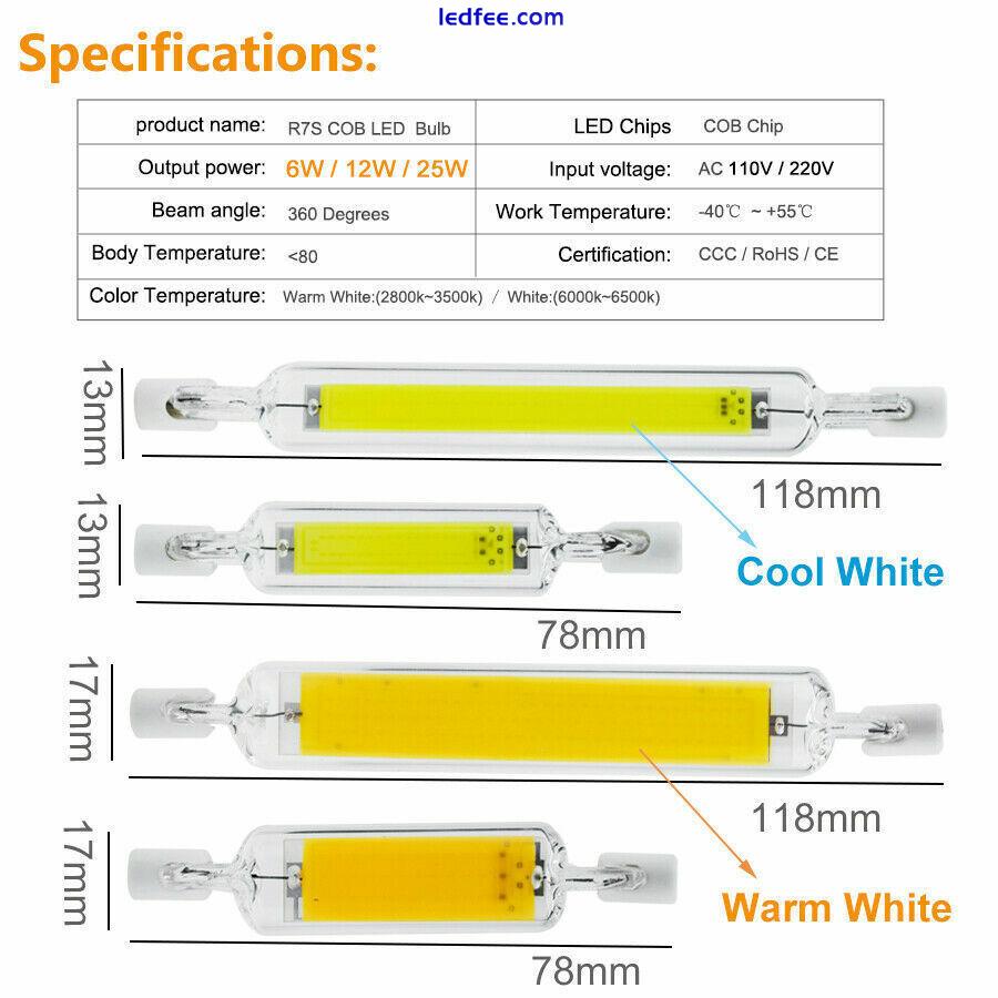 1-5X R7s LED COB Flood Light Bulbs 6W 10W 12W 20W Lamps 78mm 118mm 220V 0 