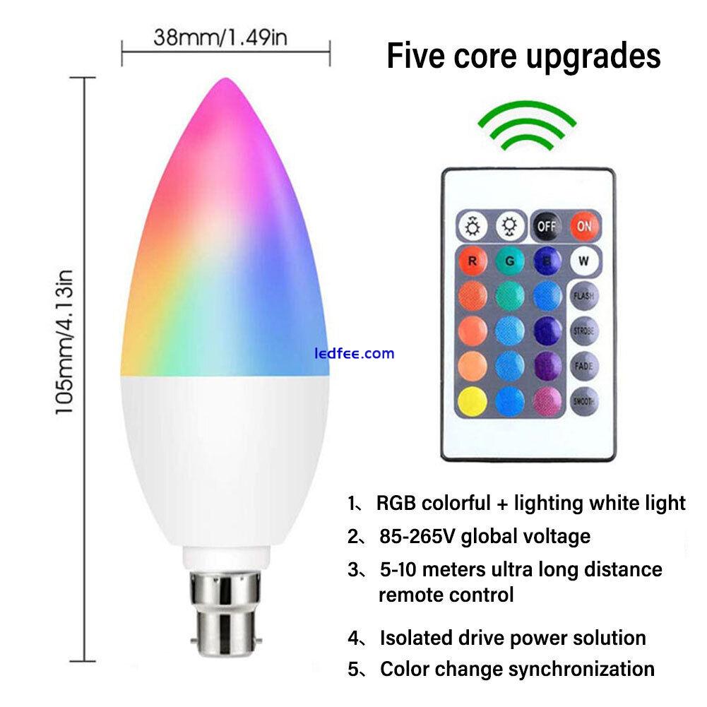 Candle LED Bulb Smart RGB Light Bulbs Remote Dimmable E12/E14/E26/E27/B22 2 