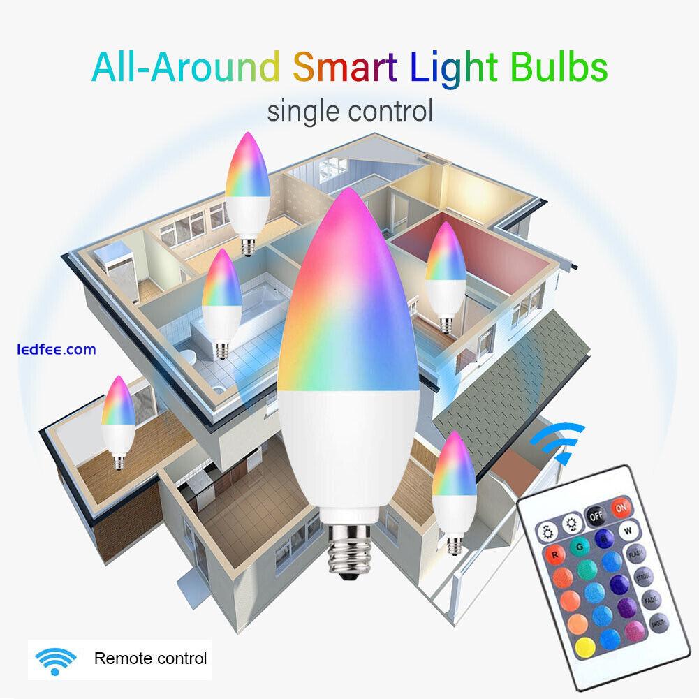 Candle LED Bulb Smart RGB Light Bulbs Remote Dimmable E12/E14/E26/E27/B22 1 