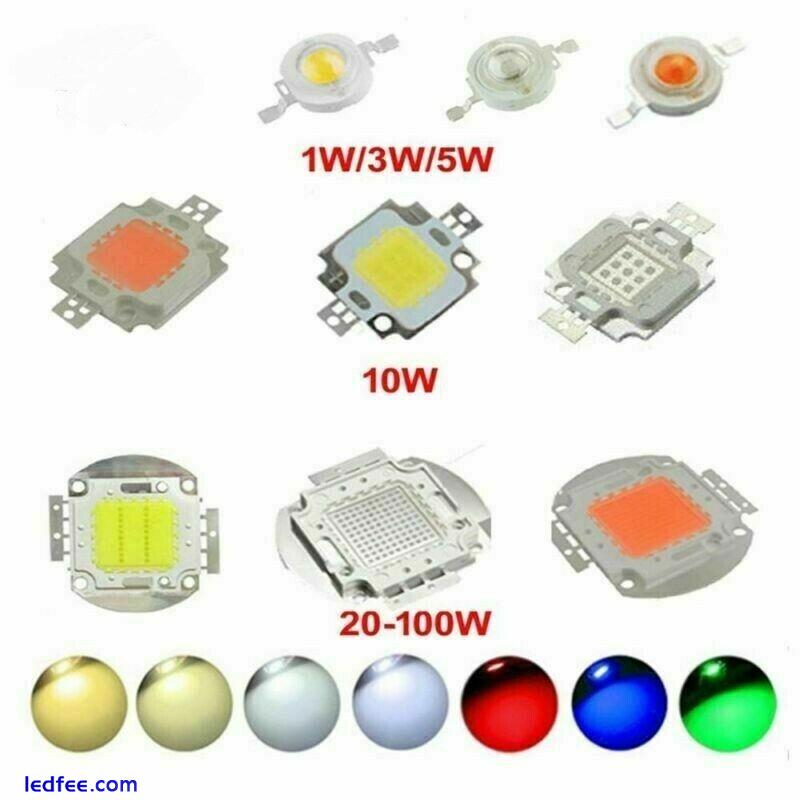 High Power LED Chip 1W-100W COB SMD LED Bead White RGB UV Grow Full Spectrum 0 