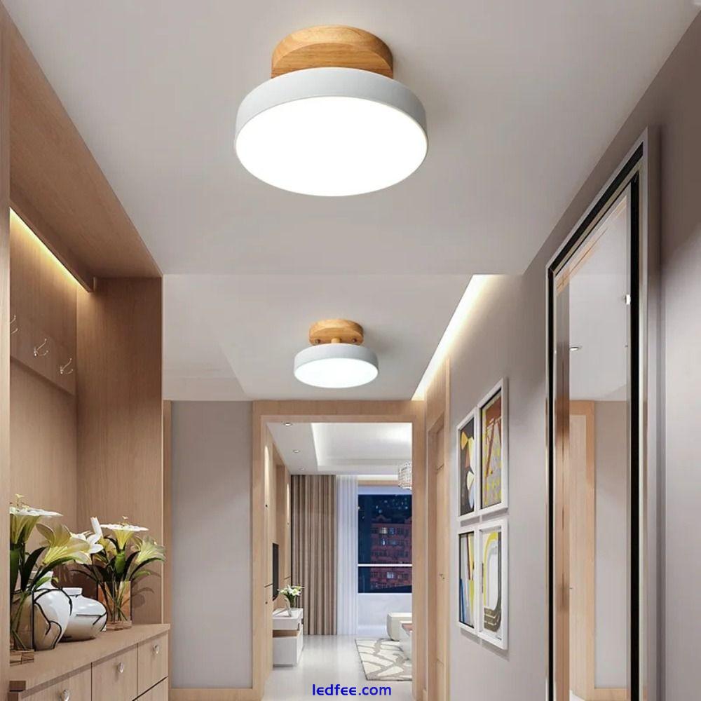 Round LED Ceiling Lights Wood Spotlights Pendant Lamp  Entrance Hallway 5 