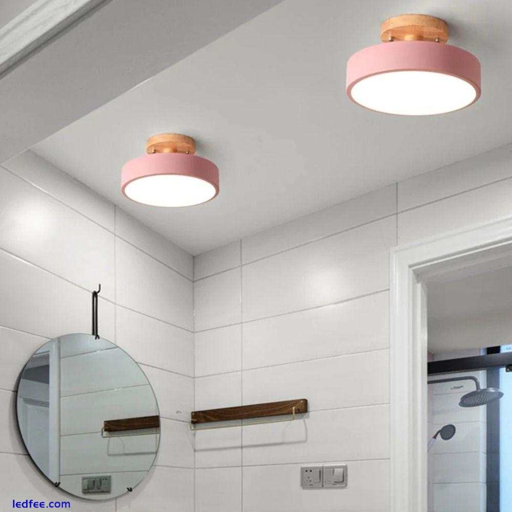 Round LED Ceiling Lights Wood Spotlights Pendant Lamp  Entrance Hallway 4 