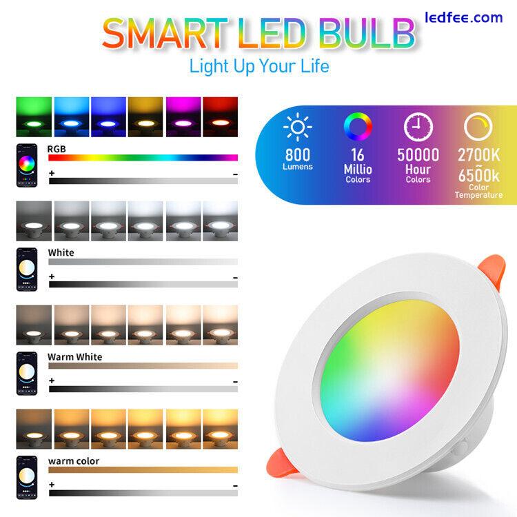 10W Tuya WIFI Bluetooth APP RGB LED Ceiling Downlight Recessed Spotlight Timer 2 