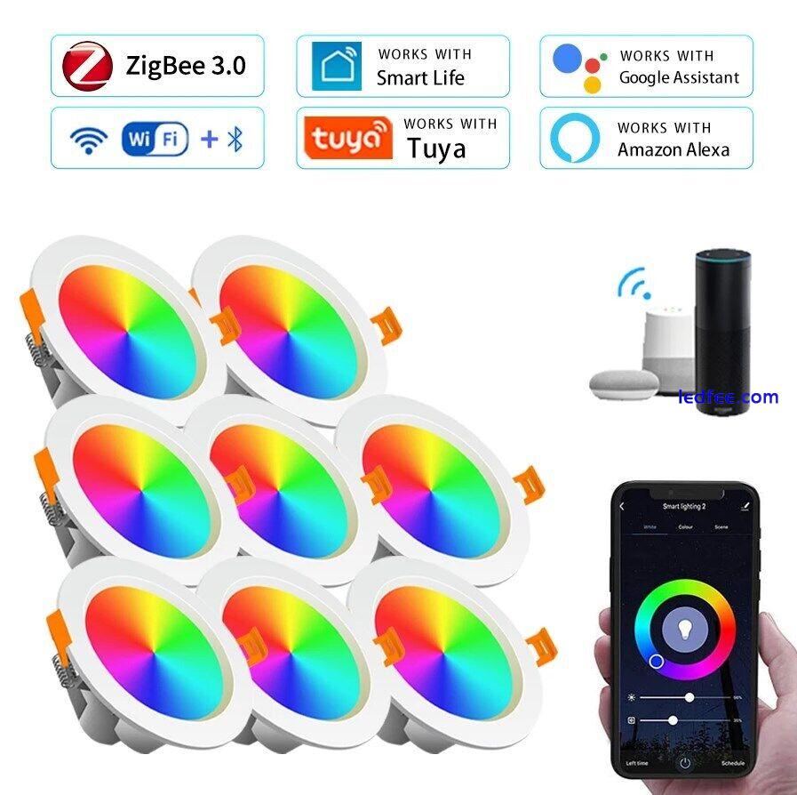 Wifi/Zigbee RGB LED Downlight Smart Life Recessed Ceiling Lamp Dimmable Google 0 