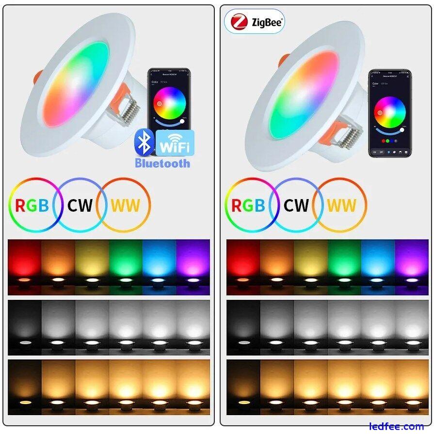 Wifi/Zigbee RGB LED Downlight Smart Life Recessed Ceiling Lamp Dimmable Google 3 