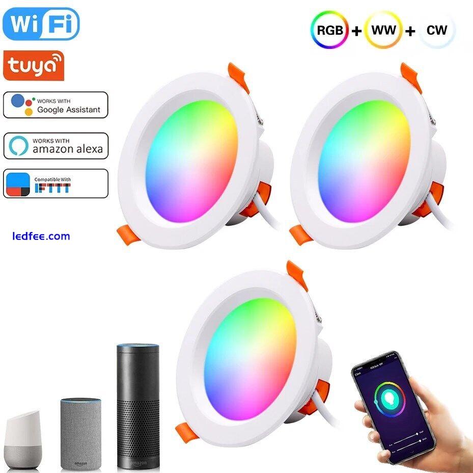 Wifi/Zigbee RGB LED Downlight Smart Life Recessed Ceiling Lamp Dimmable Google 1 