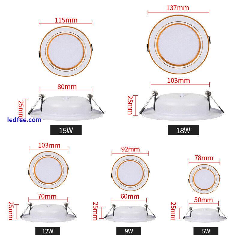 LED Recessed Ceiling Downlight Round Bright Lamp No Need Driver AC 220V 5W-18W 2 