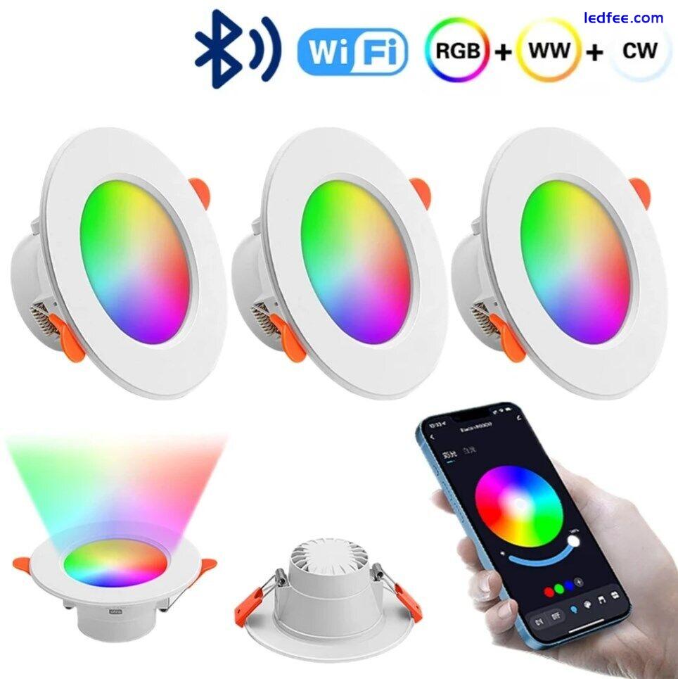 LED Recessed Ceiling Light 10W RGB Colour Changing Dimmable Spot WIFI Downlights 0 