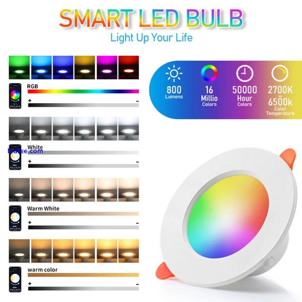 LED Recessed Ceiling Light 10W RGB Colour Changing Dimmable Spot WIFI Downlights 3 