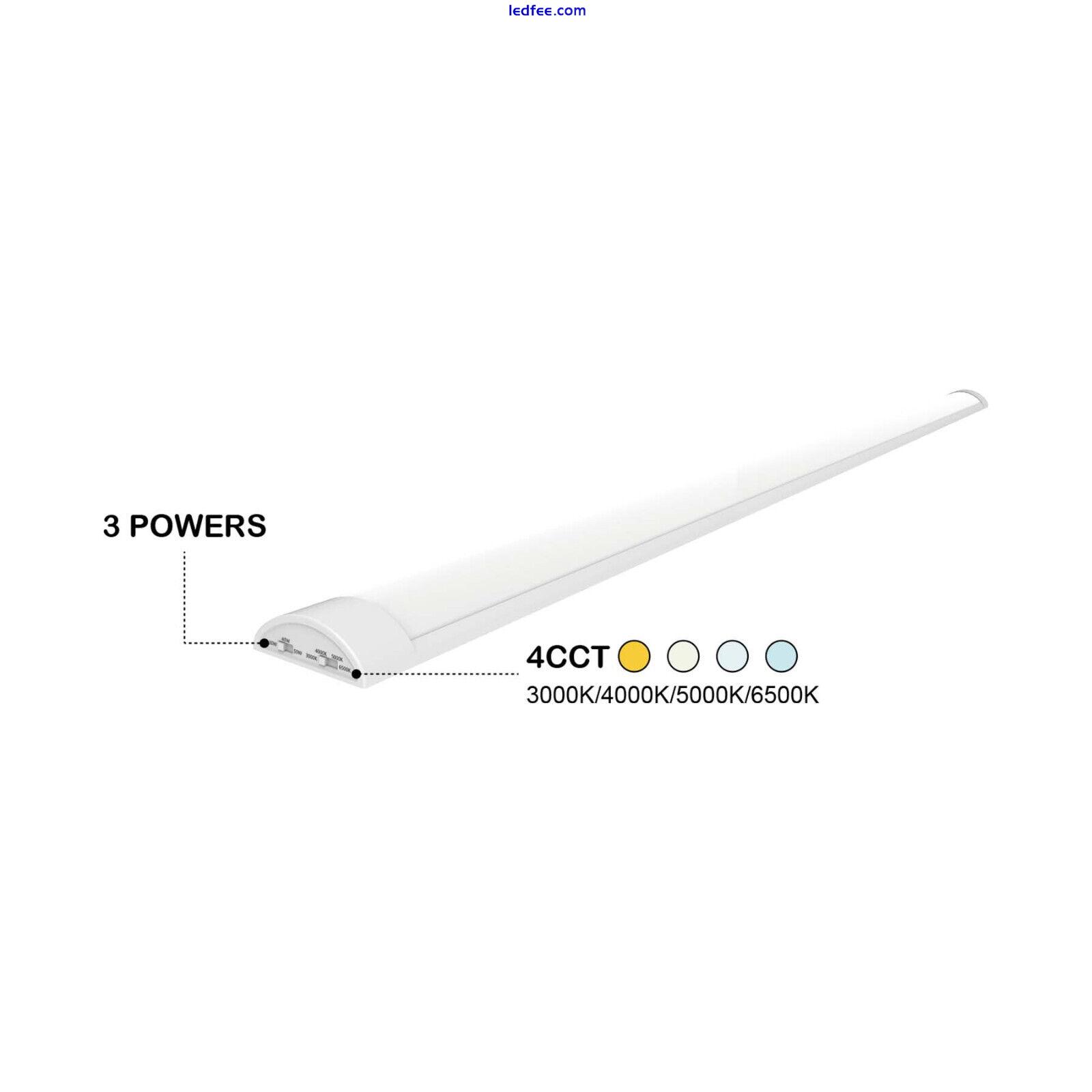 LED Slimline Batten Light Office Garage Ceiling Lamp 4FT 5FT 4CCT 3000K-6500K 3 