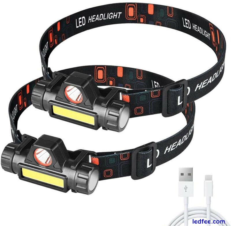 Super Bright LED Headlamp Bar Head Torch Rechargeable COB Headlight Work Light 0 