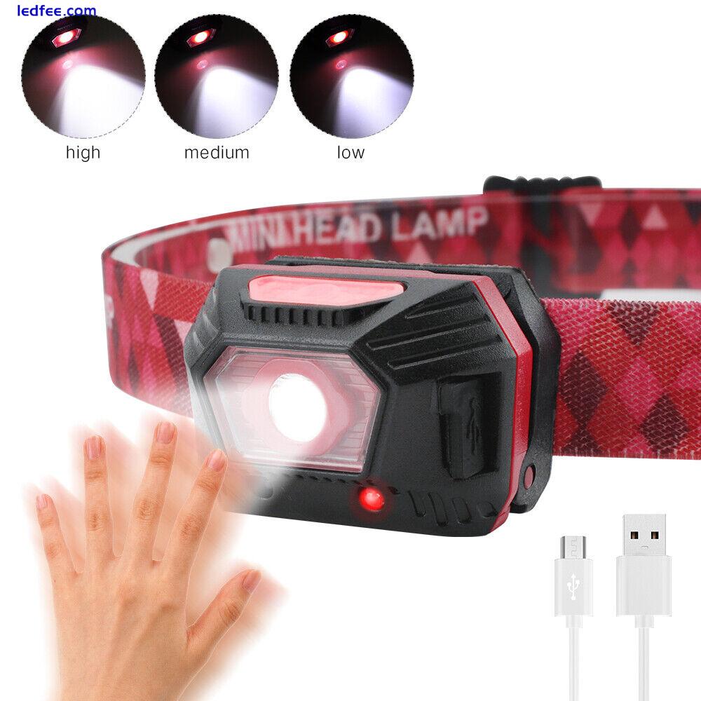 20000lm Rechargeable LED Headlamp Motion Sensor Head Lamp Induction Headlight 2 