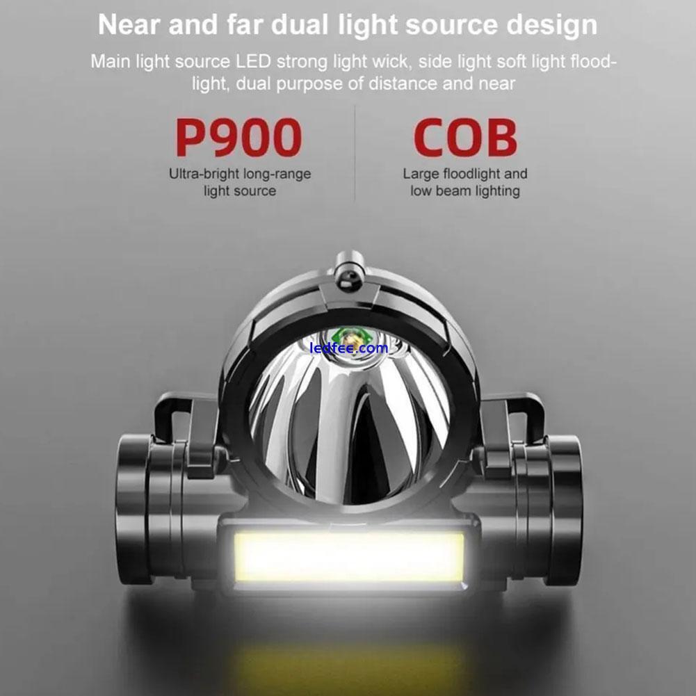 COB LED Headlamp USB Rechargeable Headlight Torch Work Bar HeadBand Light M4B9 5 