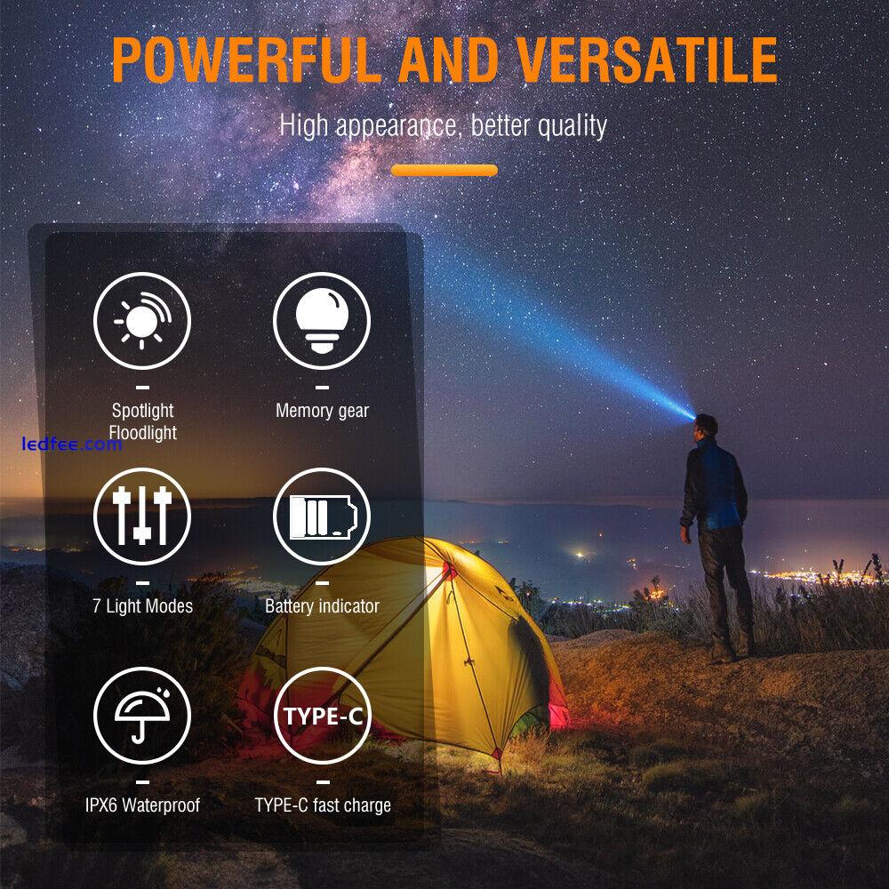 BORUiT LED Head Torch Lamp Light Rechargeable Headlight Headlamp Camping 7 Mode 3 