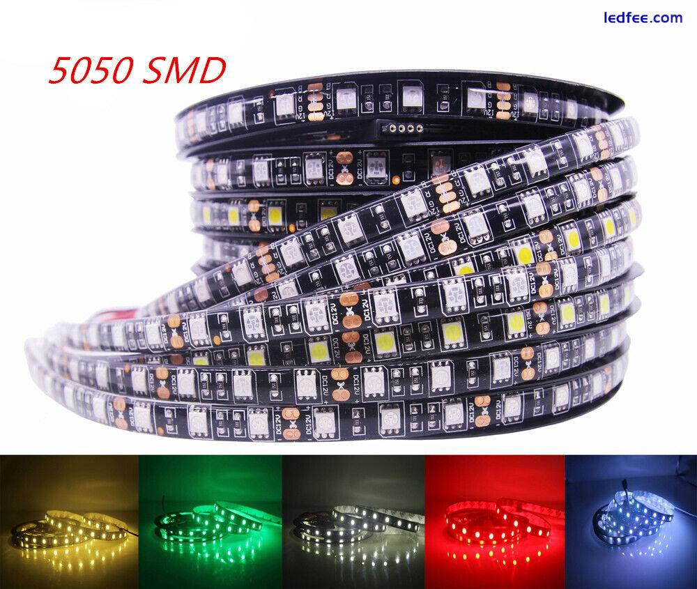 1-5m 12V LED Strip 5050 60LED/m Flexible Black PCB RGB /Warm White/blue/yellow 2 