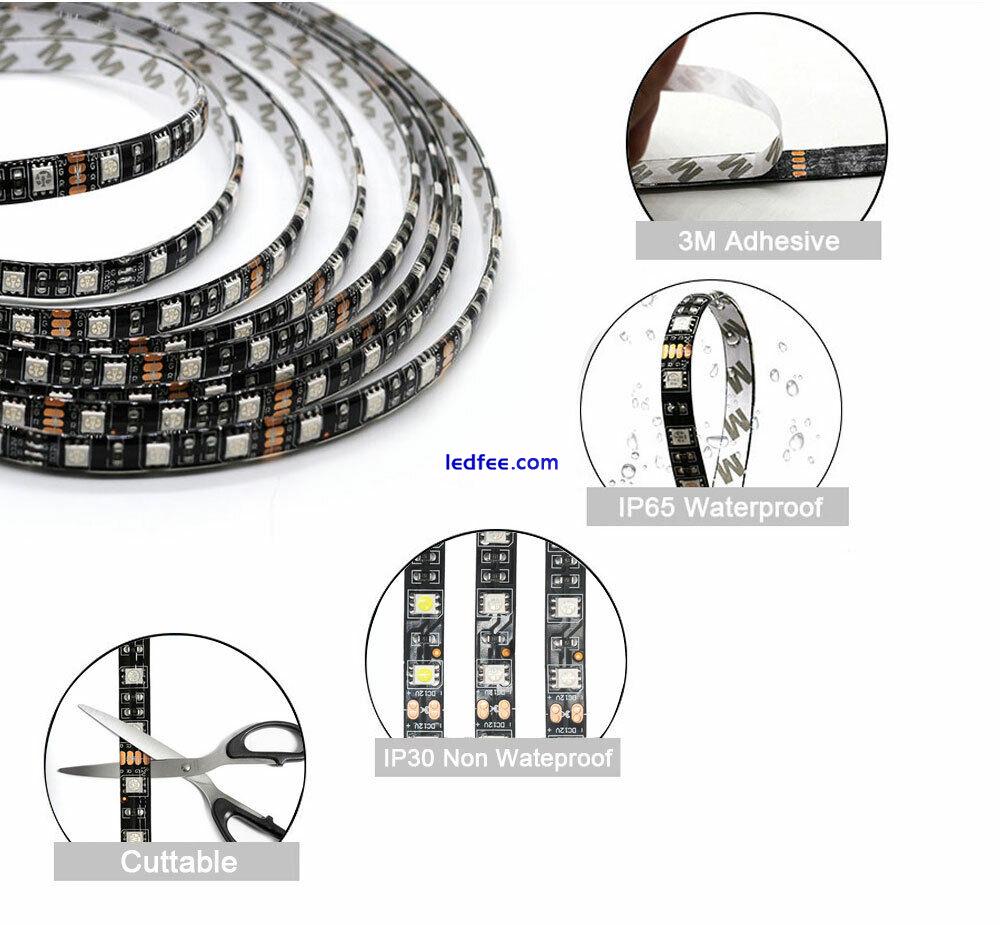 1-5m 12V LED Strip 5050 60LED/m Flexible Black PCB RGB /Warm White/blue/yellow 1 