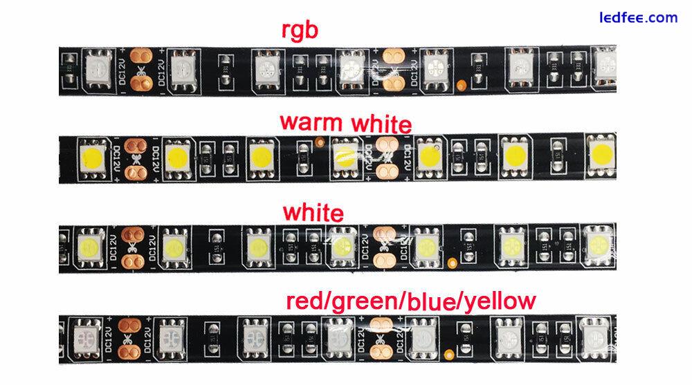 1-5m 12V LED Strip 5050 60LED/m Flexible Black PCB RGB /Warm White/blue/yellow 3 