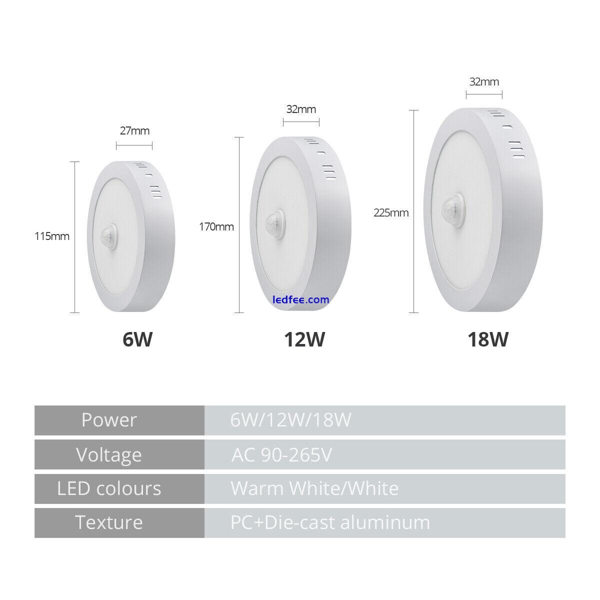 Round LED Ceiling Light PIR Motion Sensor Kitchen Bedroom Office Fixture Lamp 1 