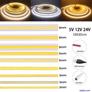 5V 12V 24V COB LED Strip Lights 3MM 5MM 8MM Flexible Tape Rope Cabinet Lighting