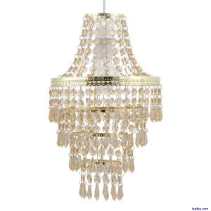 Modern Easy Fit Gold & Amber Acrylic Crystal Chandelier Style Light Shade