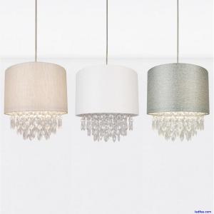 Modern Jewelled Easy Fit Ceiling Light Shade Lightshade Sparkle Faux Silk