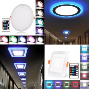 3 Mode RGB/Blue + White Dual Color LED Ceiling Recessed Panel Down Spot light