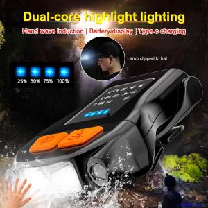 LED Headlamp Clip on Cap Hat Light USB Rechargeable Head Torch Fishing Camp Lamp