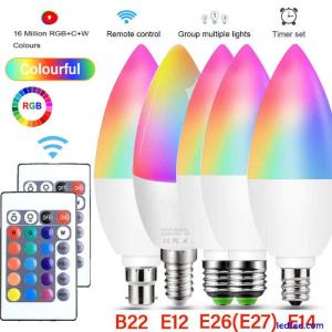 RGB LED COLOUR SMART CHANGING LIGHT BULB REMOTE E12/E14/E26/E27/B22~